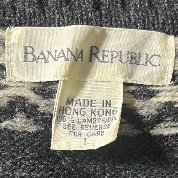 Vtg Banana Republic 100% Wool Fair Isle Sweater Vest L Button Down Nordic Preppy - Picture 6 of 7